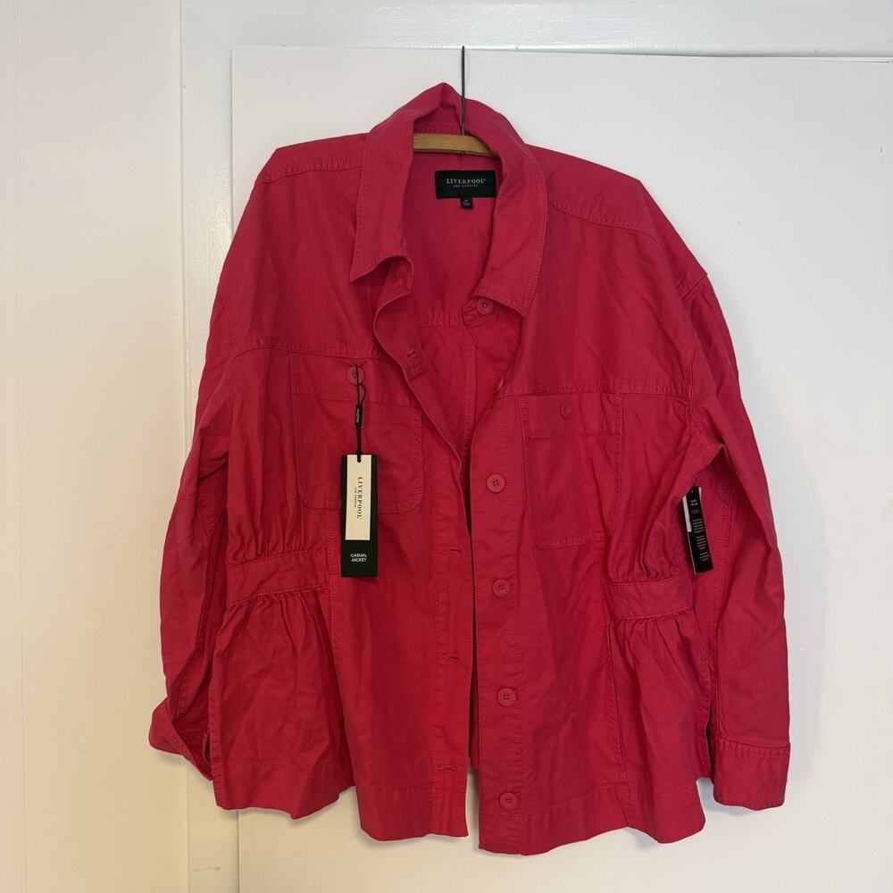 NWT Liverpool Los Angeles Relaxed Cinched Shacket 2X Diva Pink Tencel Jacket